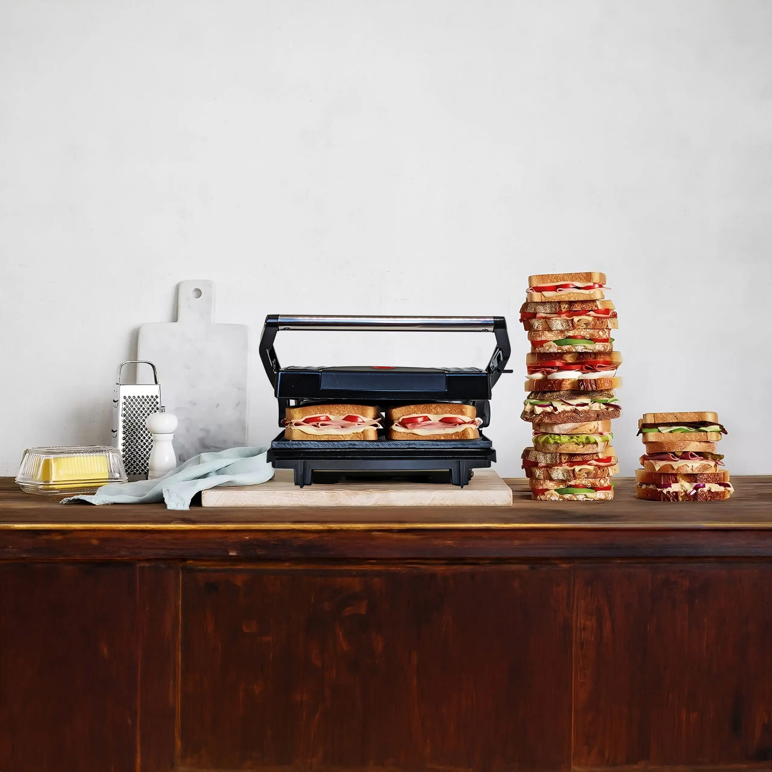 Domowy Opiekacz Retoo SmartHome Opiekacz Do Kanapek 750W 240V Maszyna Do Kanapek Do Mięs Izolowany Uchwyt