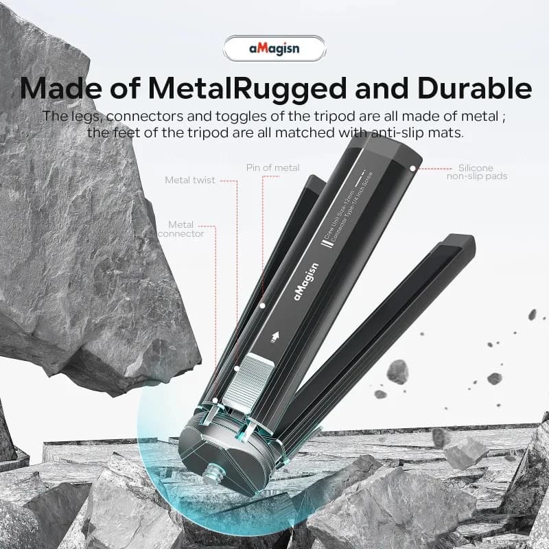 Statyw aMagisn Metalowy ze Stopu Aluminium do GoPro Hero/DJI OSMO/Insta360 Akcesoria do Statywów Kamer Sportowych ze Śrubą 1/4