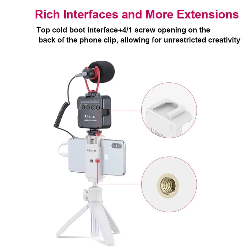 Ulanzi MT-08 Mini statyw w kolorze białym składany statyw do montażu na monopodzie 1/4 '' statyw uniwersalny do lustrzanki cyfrowej Android iPhone Smartphone
