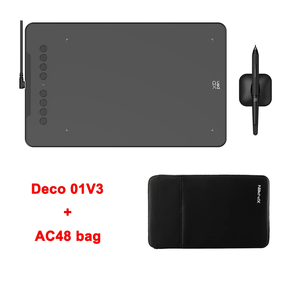 XPPen New Deco01V3 10-calowy graficzny tablet cyfrowy Tablet do rysowania 16384 poziomy ciśnienia 8 klawiszy skrótów dla Androida Windows Mac