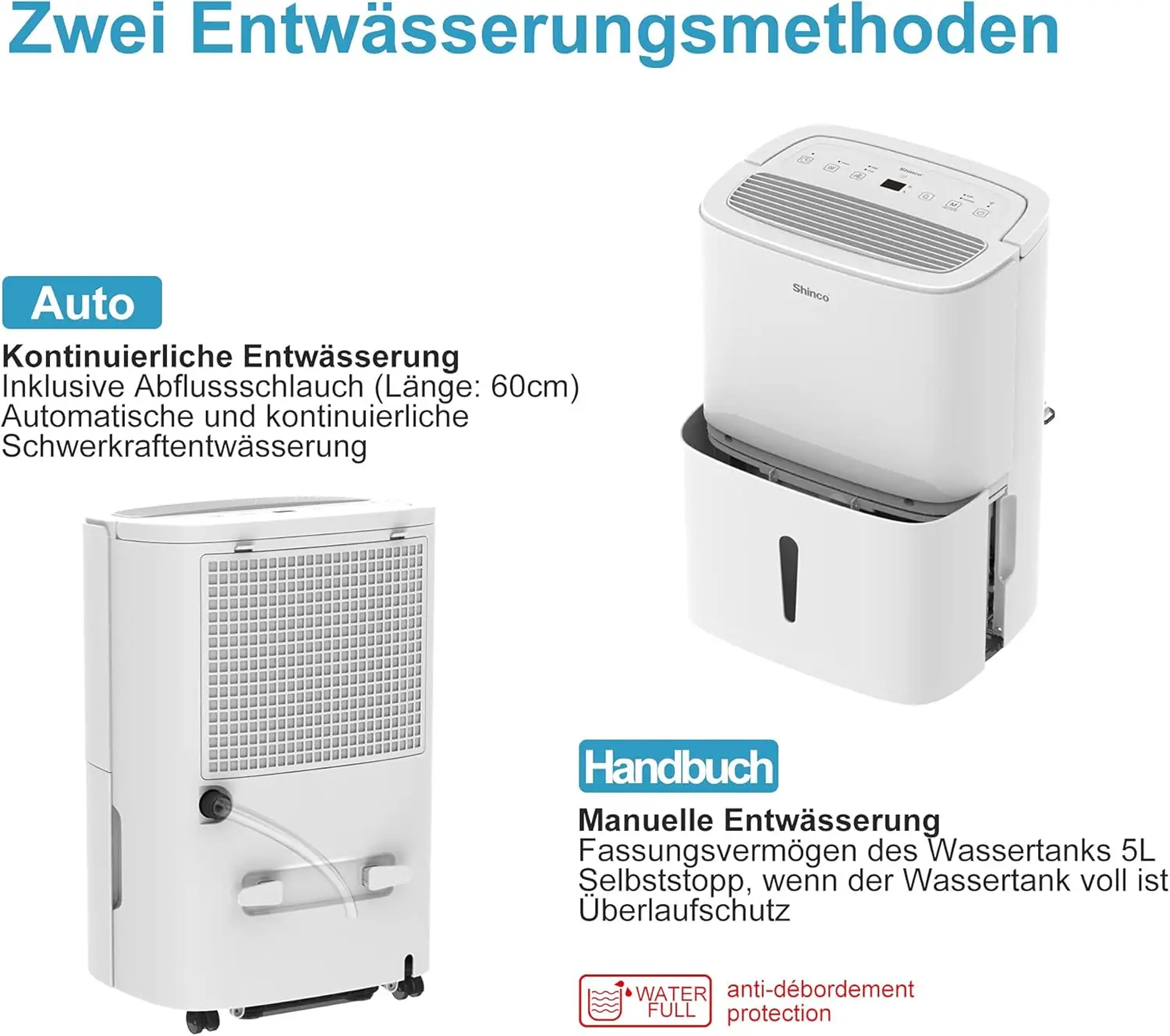 OsSHINCO Osuszacz powietrza 30L elektryczny do 105 m³ (35 m²), WiFi, Oszczędzanie energii, Automatyczny restart, Suszenie prania, Timer 24H