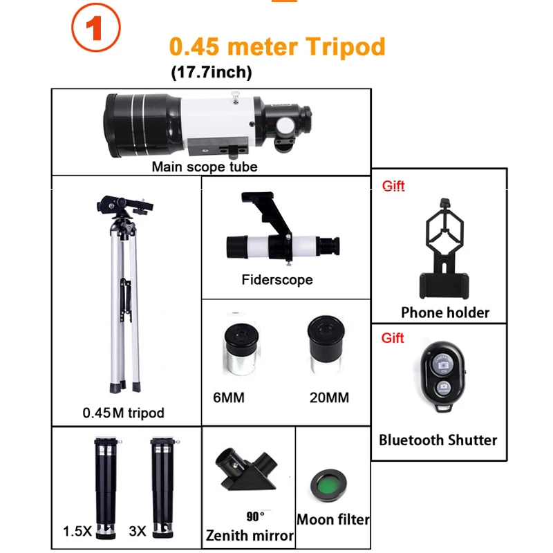 Profesjonalny Teleskop Astronomiczny F30070 Monokular 150-krotny Zoom HD Widzenie Nocne Obserwacja Księżyca Gwiazd AZM70300 Obserwacja Gwiazd