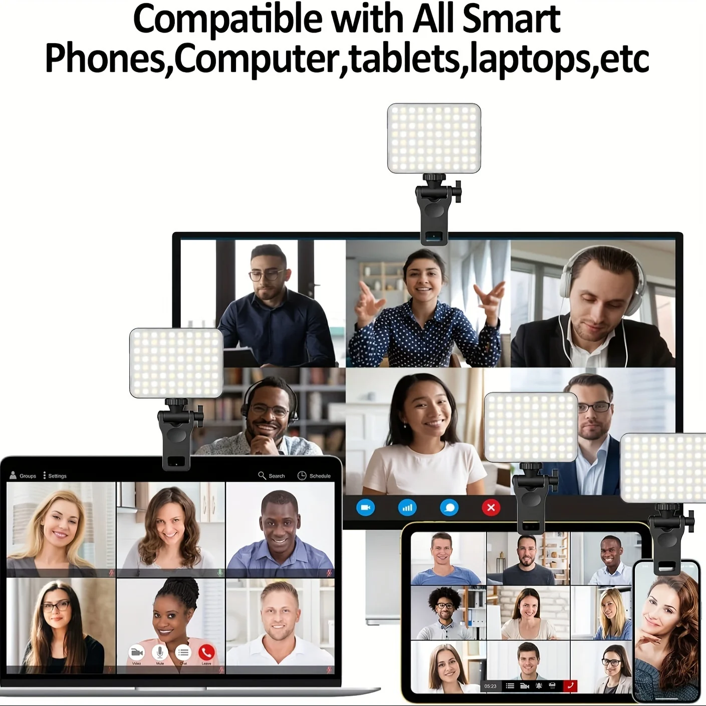 1 szt. Akumulatorowa magnetyczna lampka LED do selfie, 3 tryby ściemniania światła, 3000 mAh, 120 diod LED, klips do telefonu/laptopa/komputera, makijażu, wideo