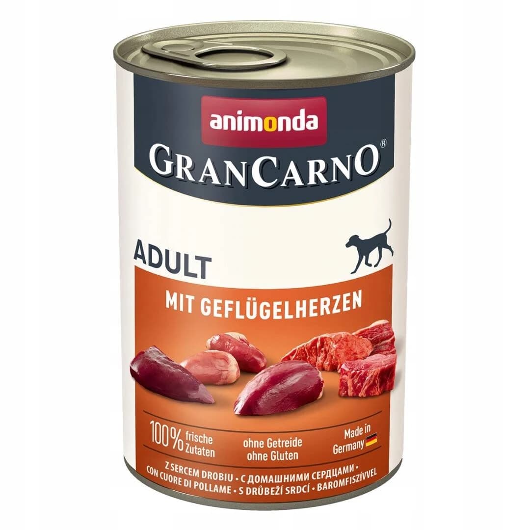 Animonda Grancarno Adult 12x400g Mokra karma dla psów z sercami drobiowymi