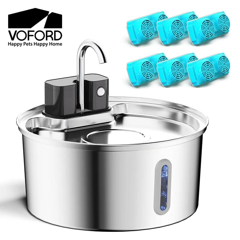 Fontanna dla kota 3,2 l bezprzewodowa ze stali nierdzewnej z akumulatorem 4000 mAh i czujnikiem, automatyczną filtracją – poidło/dystrybutor wody dla zwierząt