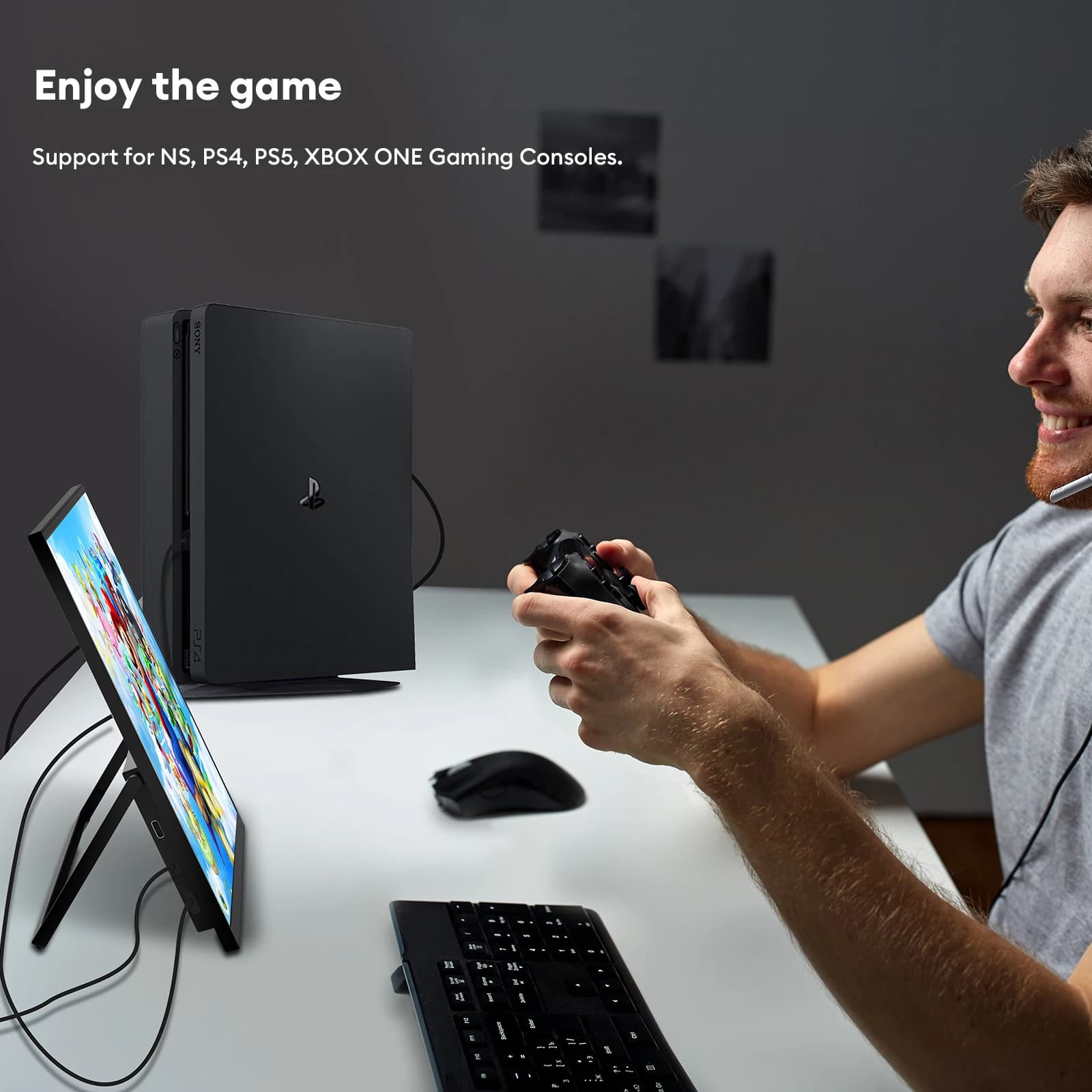 EUSLAP 15,6" FHD 100% sRGB 300 nitów Ultra cienka konstrukcja z tylną podstawką Przenośny monitor do telefonu Laptop do gier