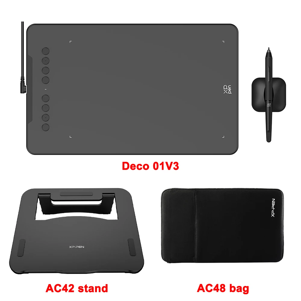 XPPen New Deco01V3 10-calowy graficzny tablet cyfrowy Tablet do rysowania 16384 poziomy ciśnienia 8 klawiszy skrótów dla Androida Windows Mac