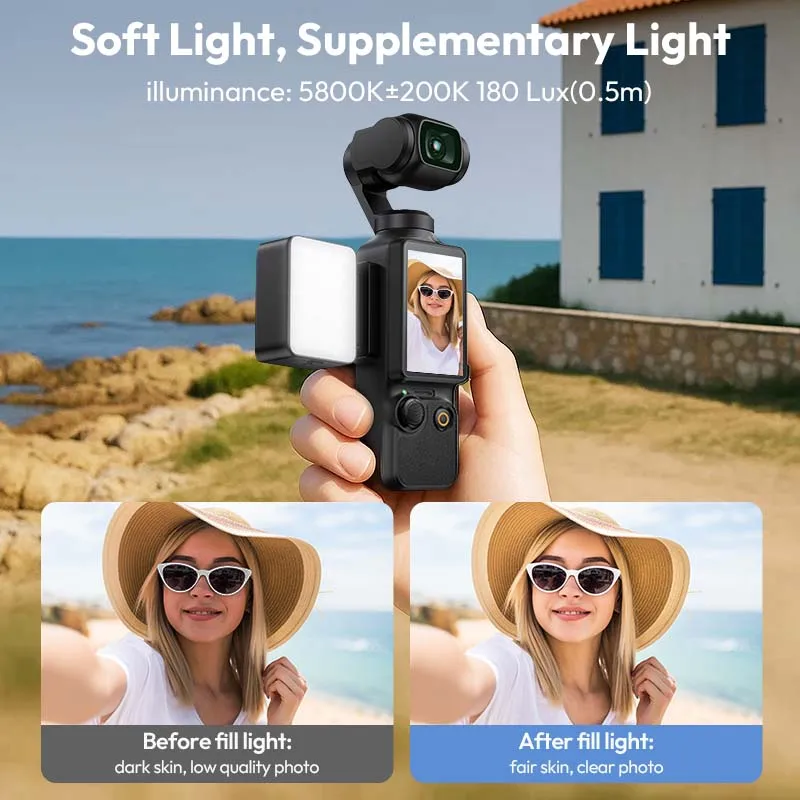 Ulanzi LM001 Pocket 3 Magnetic Mini Led Light Wodoodporna lampa wideo do DJI Osmo Pocket 3 do vlogowania na żywo 500 mah Akumulator