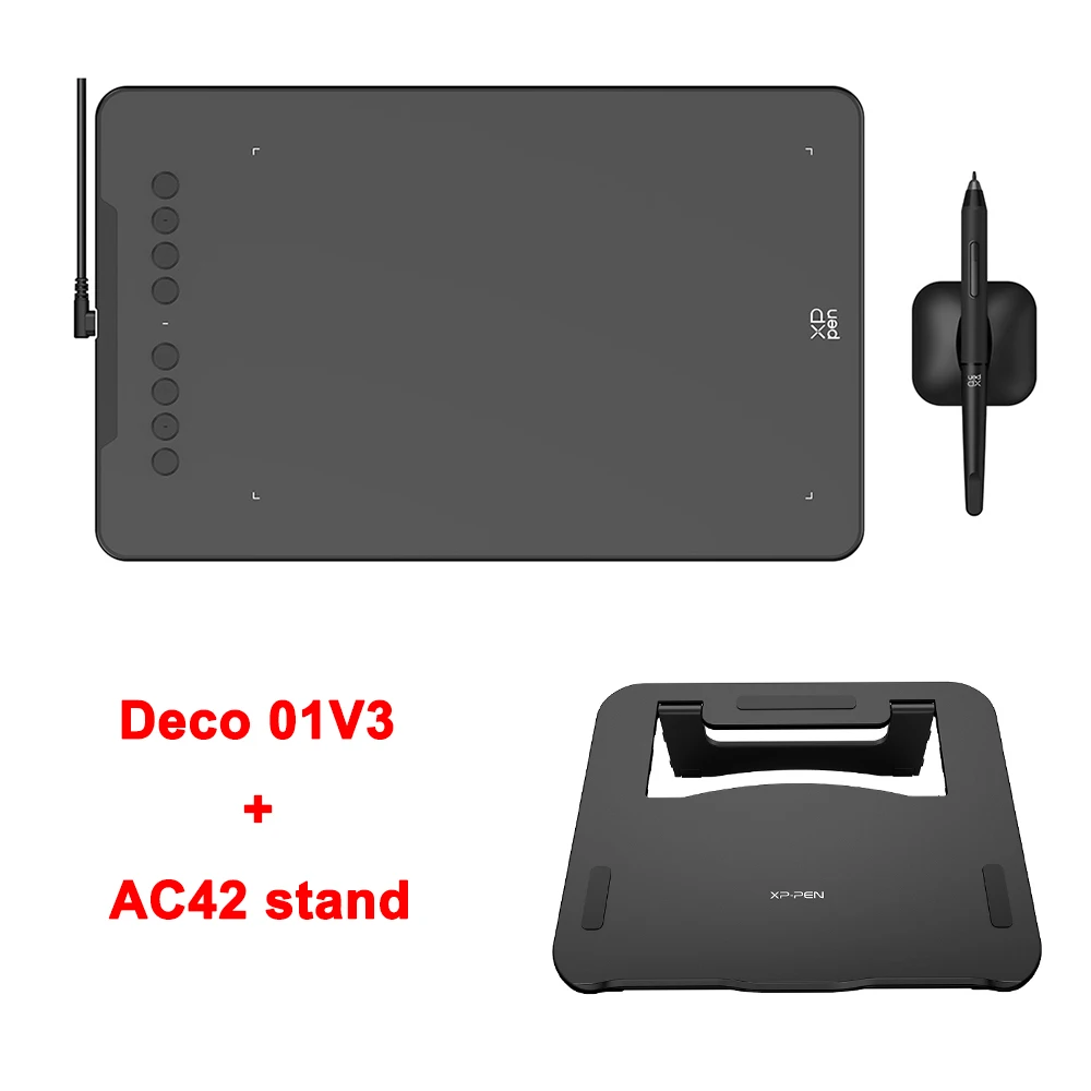 XPPen New Deco01V3 10-calowy graficzny tablet cyfrowy Tablet do rysowania 16384 poziomy ciśnienia 8 klawiszy skrótów dla Androida Windows Mac